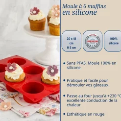 Moule à muffins 6 empreintes 30 x 18 cm Dr.Oetker Flexxibel Love