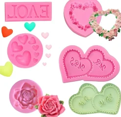 Moule en silicone de Cœur 3D Fleur Fondant