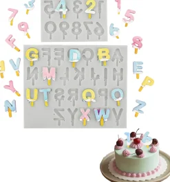Moule en Silicone Lettre Chiffres Moules à Gâteau en Silicone 3d