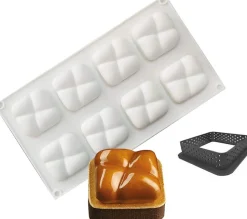 moules en Silicone pour Glace Chocolat Pâtisserie Dessert, Outil croustillant carré en Plastique, 8 Trous Forme de Pierre