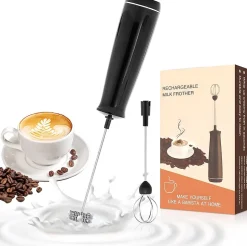 Mousseur à Lait Électrique Rechargeable USB C noir