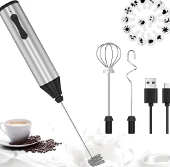 Mousseur à Lait Électrique 3 en 1 gris noir