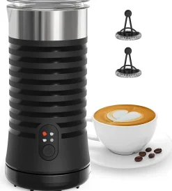 Mousseur à lait électrique 4 en 1 pour mousse de lait chaude et froide noir