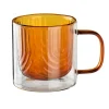 Mug en verre borosilicate double paroi couleur miel 32 cl, PETER HONEY