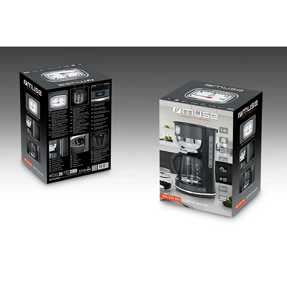 Muse MS-220 DG - Cafetière avec réservoir 1.4 L (10 tasses) avec Porte-filtre - 1000W