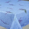 Nappe anti-tâche rectangle motif lavande (145x240 cm - Bleu)