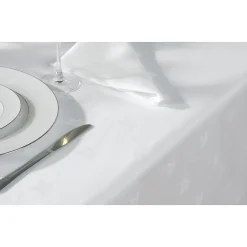 Nappe Blanche Coton Motifs Feuilles 1350 x 1780 mm - Mitre