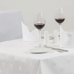 Nappe Blanche Coton Motifs Feuilles 1350 x 1780 mm - Mitre