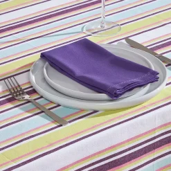 Nappe de table en 100% coton - Rayures osaka vert - 137 x 137 cm - HOMESCAPES - Lavable en machine