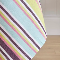 Nappe de table en 100% coton - Rayures osaka vert - 137 x 137 cm - HOMESCAPES - Lavable en machine