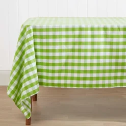 Nappe de table à grands carreaux vichy en 100% coton vert - 137 x 137 cm - HOMESCAPES - Lavable en machine