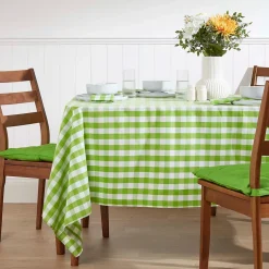 Nappe de table à grands carreaux vichy en 100% coton vert - 137 x 137 cm - HOMESCAPES - Lavable en machine