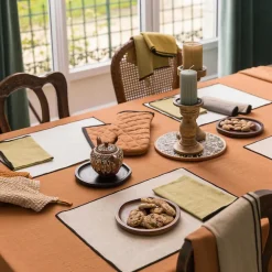 Nappe en coton recyclé Grace 140x250 cm Caramel