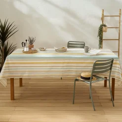 Nappe ovale 170x240 cm coton ZOÉ beige moutarde