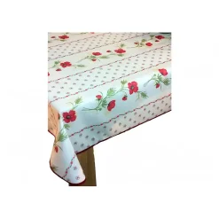 Nappe Provençale Tissu Rectangle ou Ronde Coquelicot Antitâches rouge 240x150cm