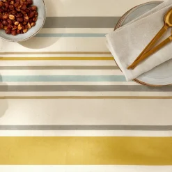 Nappe rectangle 160x200 cm coton ZOÉ beige moutarde