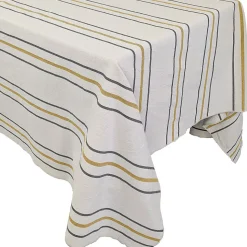 Nappe rectangle 160x250 cm HOSHI en coton fil teint à rayures vert Jasmin