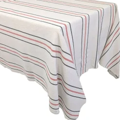 Nappe rectangle 160x250 cm HOSHI en coton fil teint à rayures rose Pêche