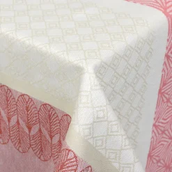 Nappe rectangle 150x200 cm Jacquard coton + CHARLESTON rouge Corail