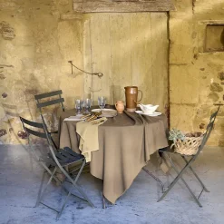 Nappe rectangulaire coton lavé 160x250 cm HONO marron camel