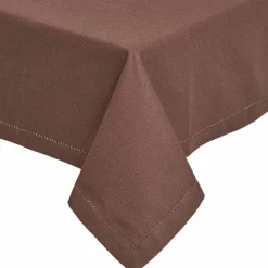 Nappe rectangulaire en 100% coton - Marron chocolat - 138 x 220 cm - HOMESCAPES - Lavable en machine