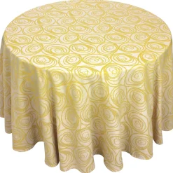 Nappe ronde 180 cm Jacquard coton SPIRALE jaune citron