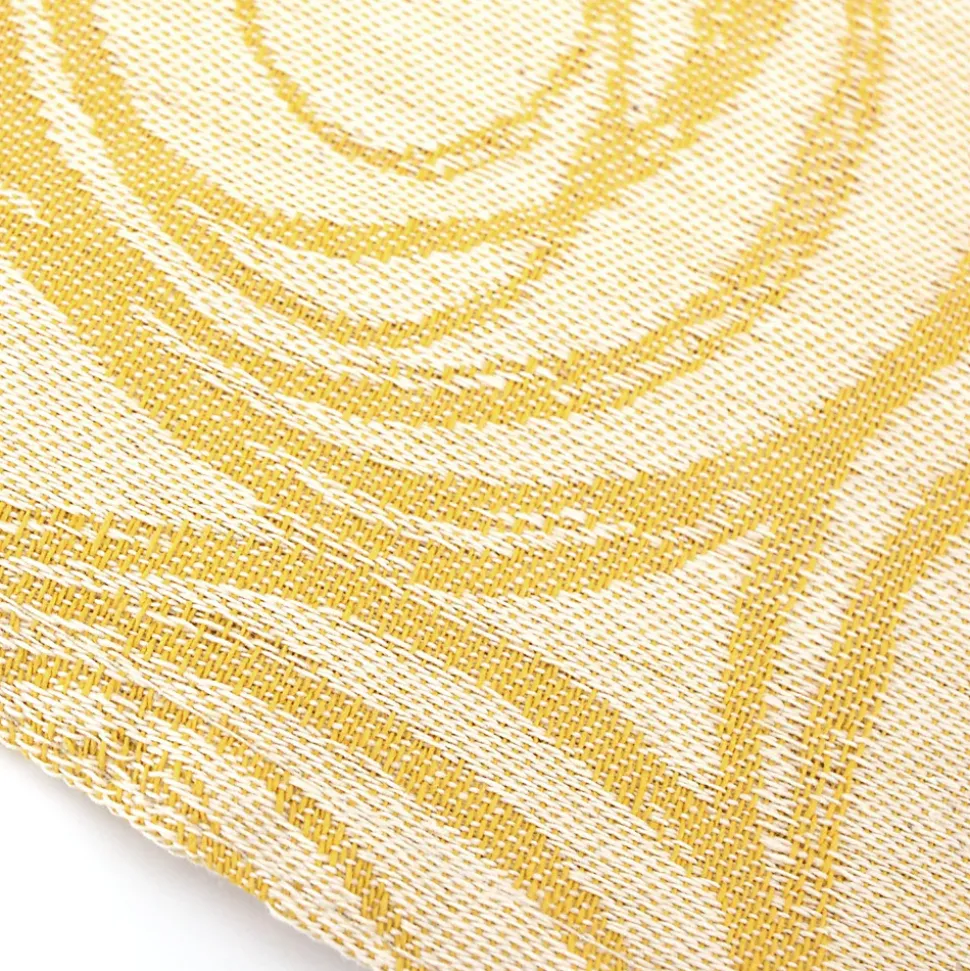 Nappe ronde 180 cm Jacquard coton SPIRALE jaune citron