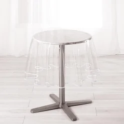 Nappe ronde transparente ourlet coloré (180x180 cm - Blanc)