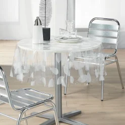 Nappe ronde transparente print feuilles (140x140 cm - Blanc)
