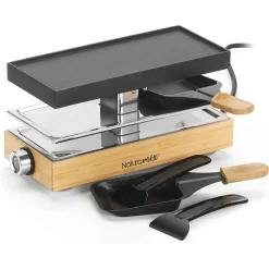 Naturamix - Raclette RAC WOOD 2 - Fonte Aluminium - Coupelles Anti adhesion - Utilisation Simple