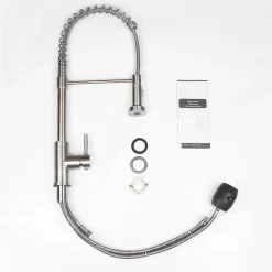 NETTLIFE Robinet cuisine avec douchette extractible mitigeur 2 jets haute pression nickel