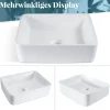 NETTLIFE vasque à poser, Lavabo de salle de bain céramique - vasque à poser carrée blanche L40 x P30cm