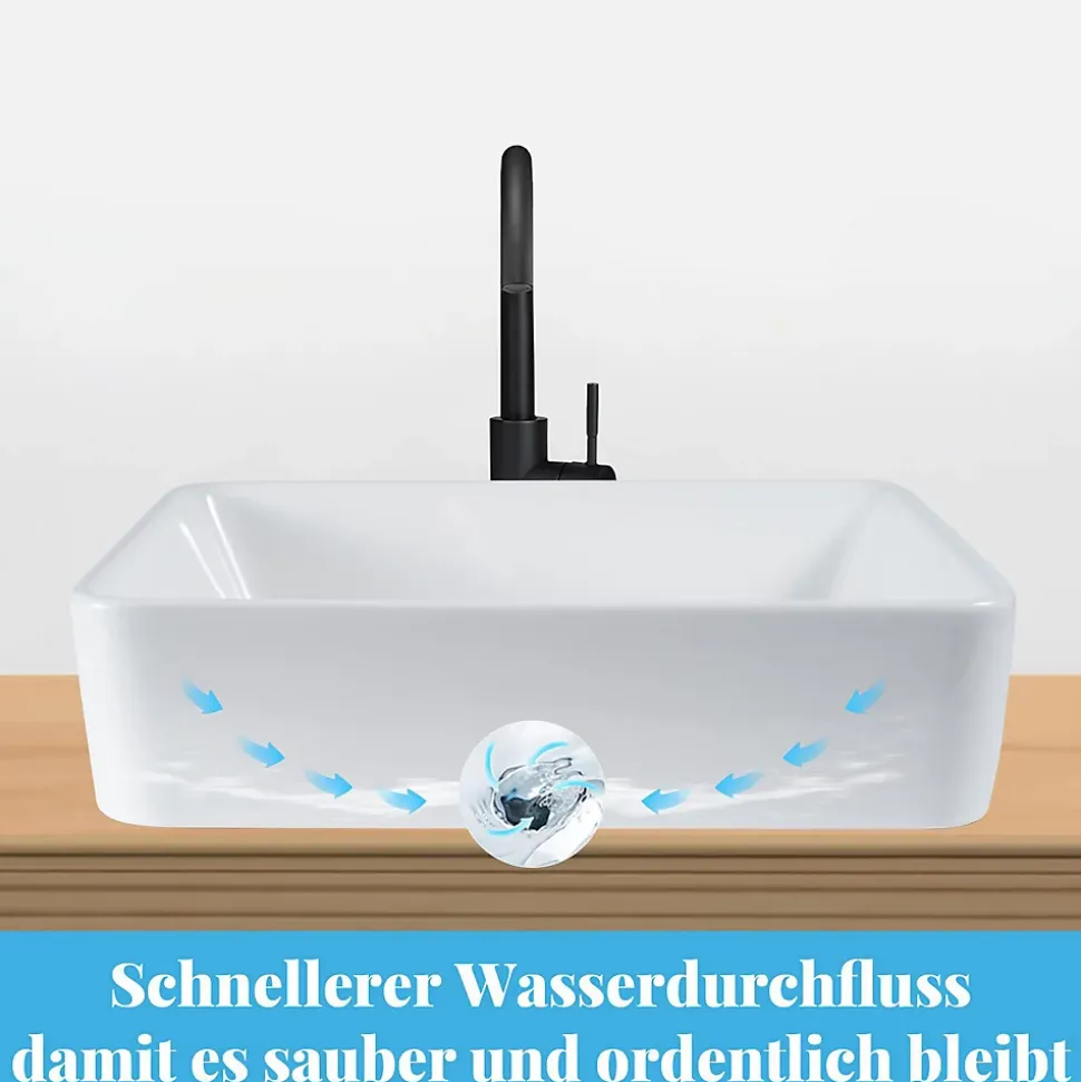 NETTLIFE vasque à poser, Lavabo de salle de bain céramique - vasque à poser carrée blanche L40 x P30cm