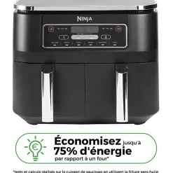 NINJA FOODI AF300EU - Friteuse sans huile Dual Zone - Fonctions Sync, Match - 6 modes de cuisson - 7,6L - 2400W