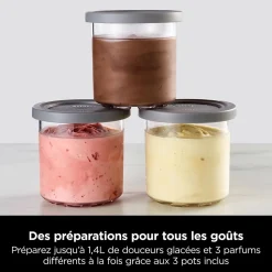 Ninja Sorbetière & Fabrique à Desserts Glacés 3 Pots, 7 Programmes