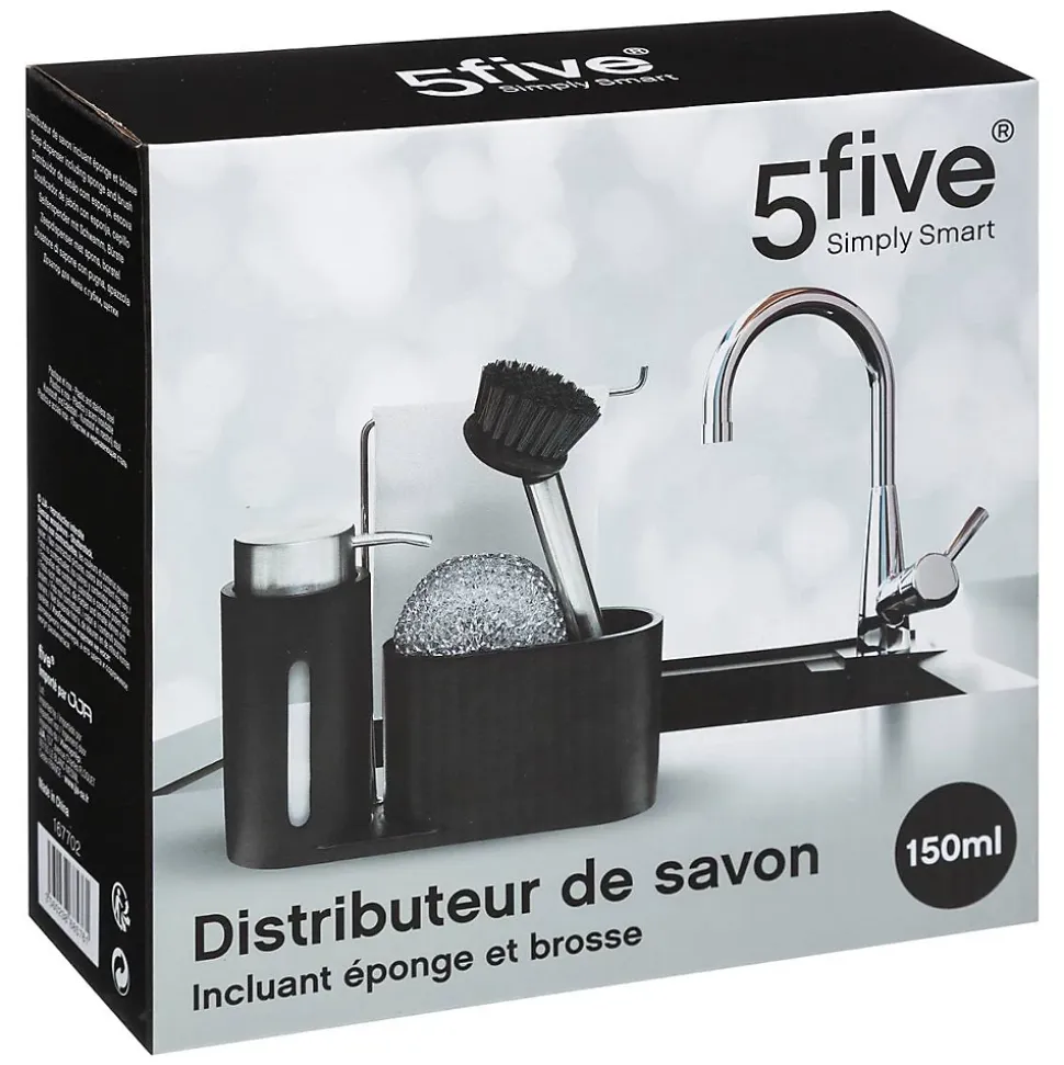 Organiseur évier avec distributeur 150ml Noir - 5Five