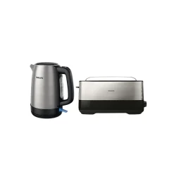 Pack Bouilloire 1.7L + Grille-pain 1 fente 1030W InoxNoir PHILIPS