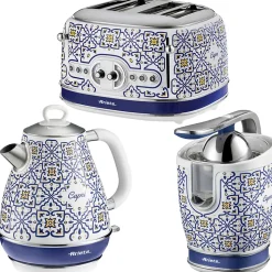 PACK Capri Bouilloire 1.7L + Grille-pain 4 fentes + Presse-agrumes 85W Design Rétro ARIETE