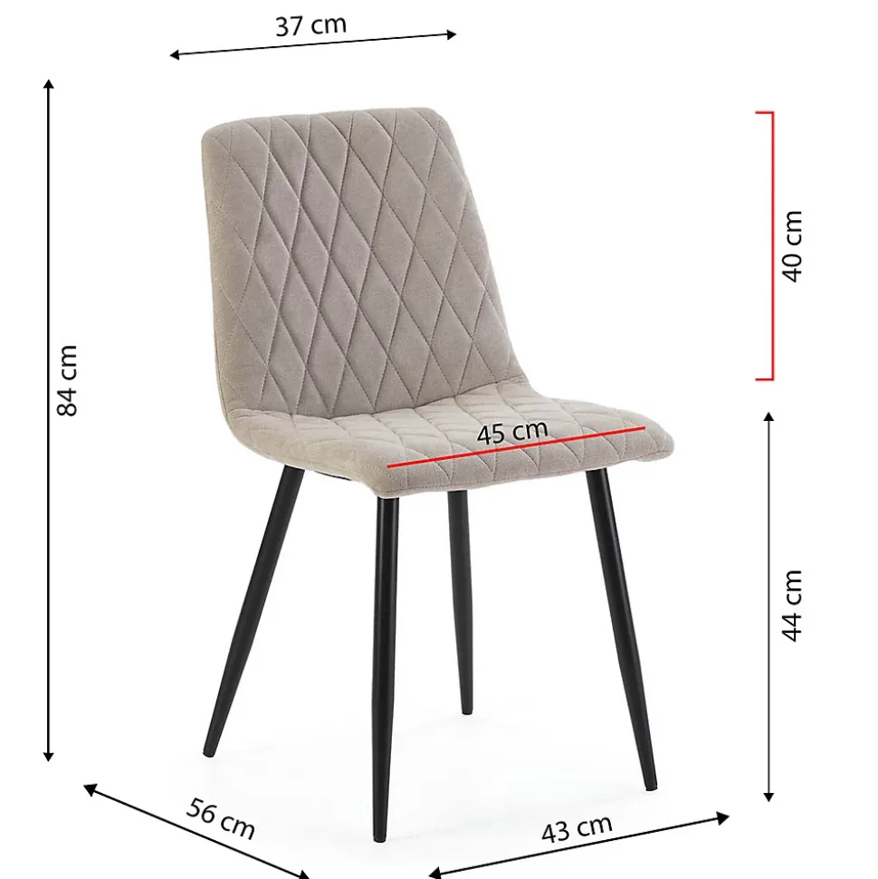 Pack 4 chaises Abril recouvertes de tissu beige