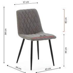 Pack 4 chaises Abril recouvertes de tissu gris