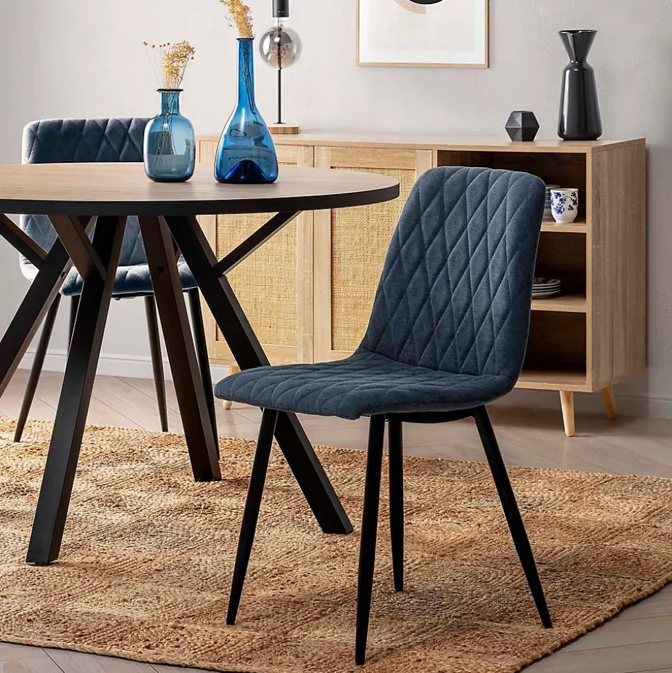 Pack 4 chaises Abril recouvertes de tissu bleu