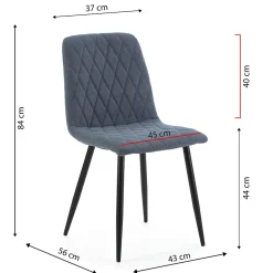 Pack 4 chaises Abril recouvertes de tissu bleu