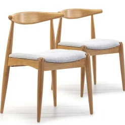 Pack 2 chaises Corzo, Couleur Chêne, Bois Massif, 52,5 cm x 50 cm x 74.5 cm