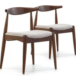 Pack 2 chaises Corzo, Couleur Noyer, Bois Massif, 52,5 cm x 50 cm x 74.5 cm