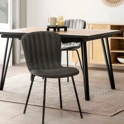 Pack 4 chaises Lucky recouvertes de tissu gris foncé