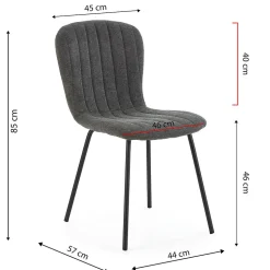 Pack 4 chaises Lucky recouvertes de tissu gris foncé