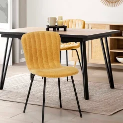 Pack 4 chaises Lucky recouvertes de tissu moutarde