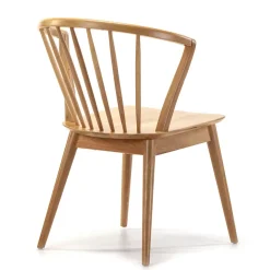 Pack 2 chaises Mura, Couleur Chêne, Bois Massif, 55 cm x 58,5 cm x 84 cm