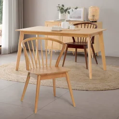 Pack 2 chaises Mura, Couleur Chêne, Bois Massif, 55 cm x 58,5 cm x 84 cm