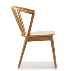 Pack 2 chaises Mura, Couleur Chêne, Bois Massif, 55 cm x 58,5 cm x 84 cm